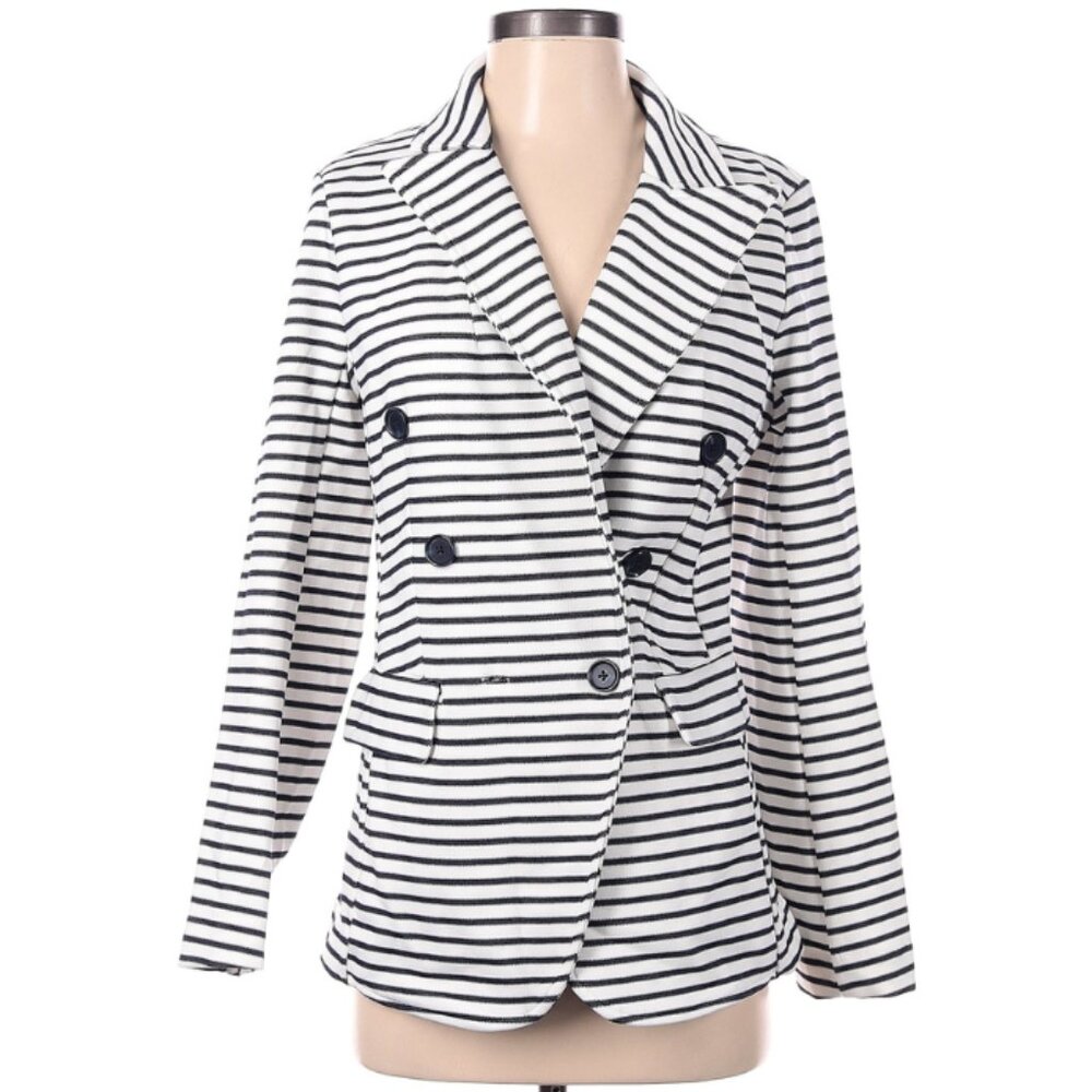 Banana Republic Blazer Soft Peacoat Style Blue Stripes